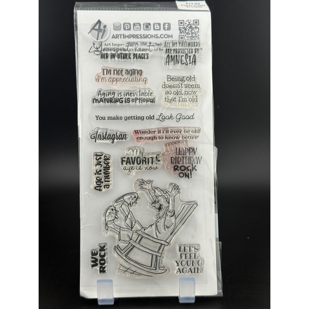 Art Impressions Rock On Laugh Lines Clear Stamp Set 5422 Krebs 14pc Birthday‎